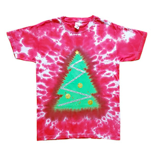 Christmas tree shirt - Tie dye short sleeve shirt (adult & children sizes) - Customisable colours
