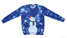 Load image into Gallery viewer, Christmas Snowman sweatshirt - Tie dye unisex sweatshirt (adult &amp; children sizes) - Customisable colours