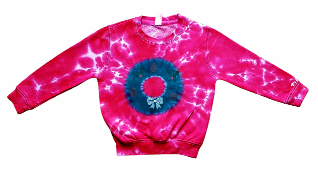 Christmas wreath sweatshirt - Tie dye unisex sweatshirt (adult & children sizes) - Customisable colours