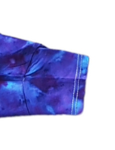 Ice tie dye galaxy shirt. Closeup of the right sleeve
