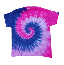 Load image into Gallery viewer, Bisexual flag spiral pattern tie dye shirt for Gay Pride - Back view