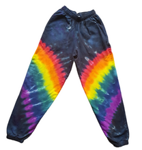 Load image into Gallery viewer, Gay Pride black &amp; rainbow flag joggers - Tie dye joggers (Unisex adults) - Customisable Gay Pride flag colours