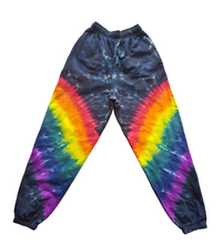 Load image into Gallery viewer, Gay Pride black &amp; rainbow flag joggers - Tie dye joggers (Unisex adults) - Customisable Gay Pride flag colours