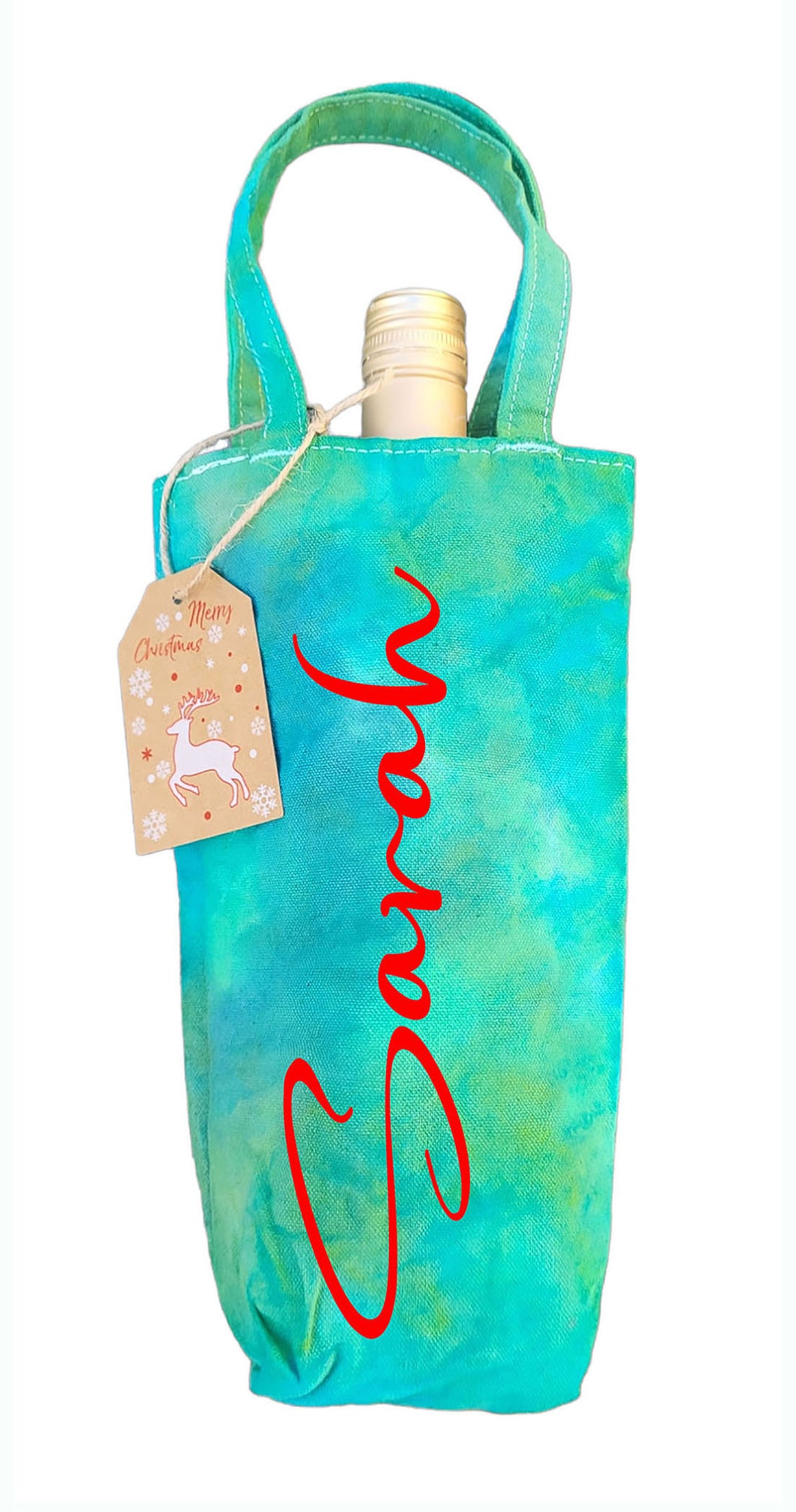 Personalised bottle bag - Tie dye bottle bag (One size) - colours customisable