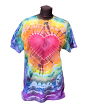 Load image into Gallery viewer, Gay Pride rainbow heart shirt - Ice tie dye short sleeve shirt (adult &amp; children sizes) - Customisable Gay Pride flag colours