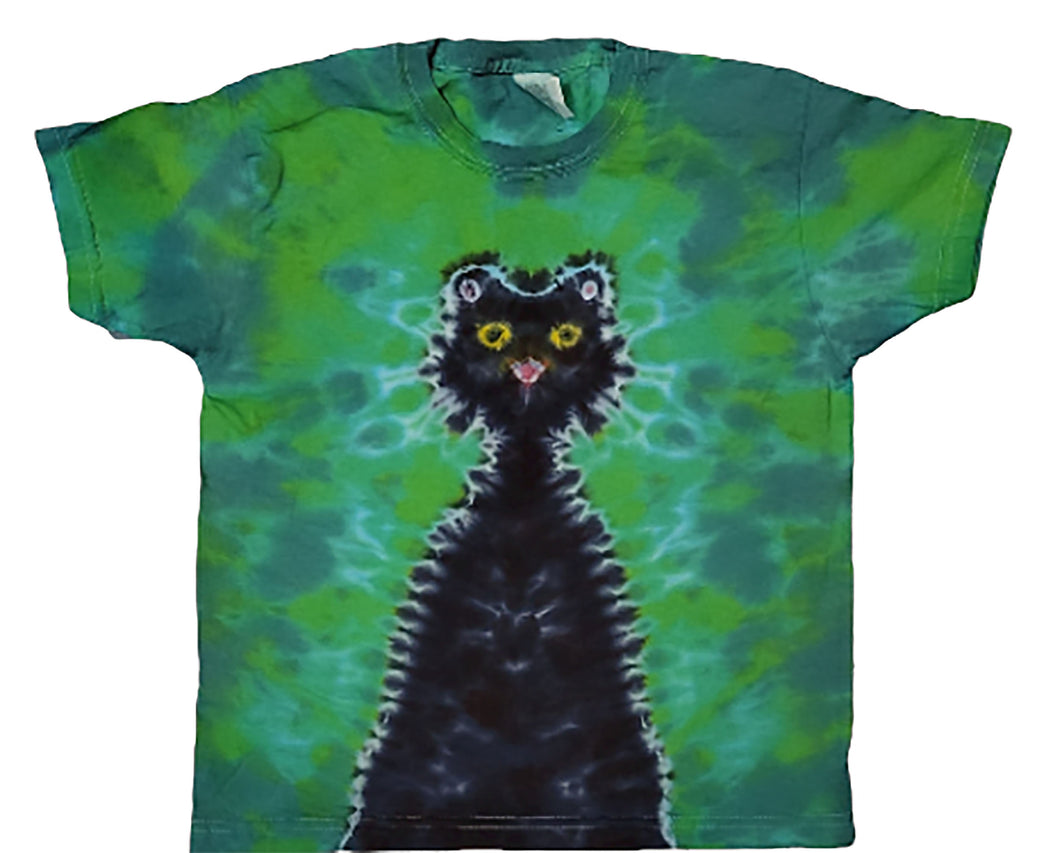 Trick or Treat in Style with Our Halloween Tie Dye Shirt - Featuring a Playful Black Cat Design - Adult & Children Sizes