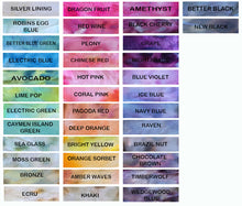 Load image into Gallery viewer, Colour chart of available dyes for customisation options