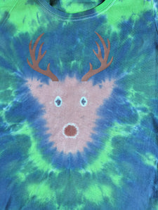 Christmas Reindeer shirt - Tie dye short sleeve shirt (adult & children sizes) - Customisable colours