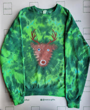 Load image into Gallery viewer, Christmas Reindeer sweatshirt - Tie dye unisex sweatshirt (adult &amp; children sizes) - Customisable colours