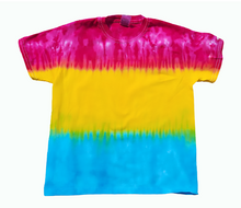 Load image into Gallery viewer, Gay Pride Pansexual flag shirt - Tie dye short sleeve shirt (adult &amp; children sizes) - Customisable Gay Pride flag colours